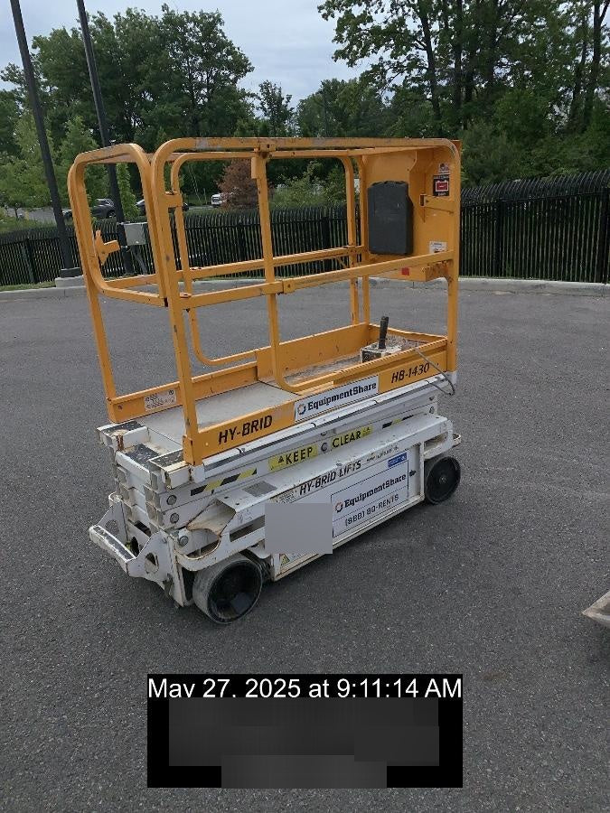 Custom Equipment HB-1430 Hy-Brid Scissor Lift
Platform capacity up to 670 lbs
Working height up to 20 ft
Weighs under 1,700 lbs
Non-marking wheels