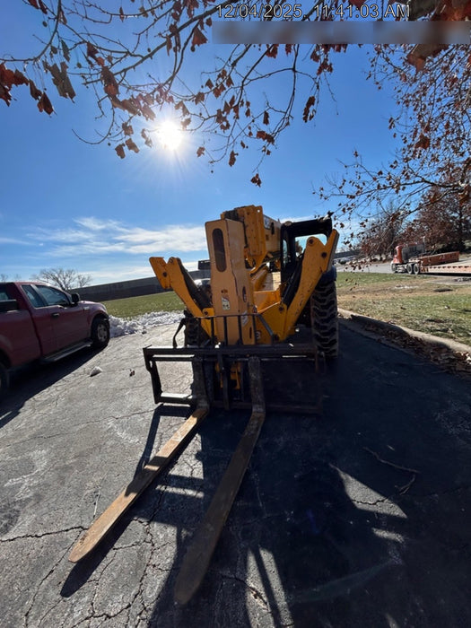 2019 JCB 510-56 74 HP w/Open ROPS, Beacon, Aux Hydraulics, Worklights, Solid Tires, 60" Carriage/Forks