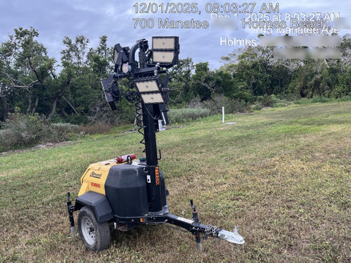 2022 Allmand NLV3GR (4) LED Light Fixture 350W, 23' Vertical Mast, 3kW Prime, Towable, Deep Sea L401, Leveling Jacks, Yanmar T4F 5.8hp