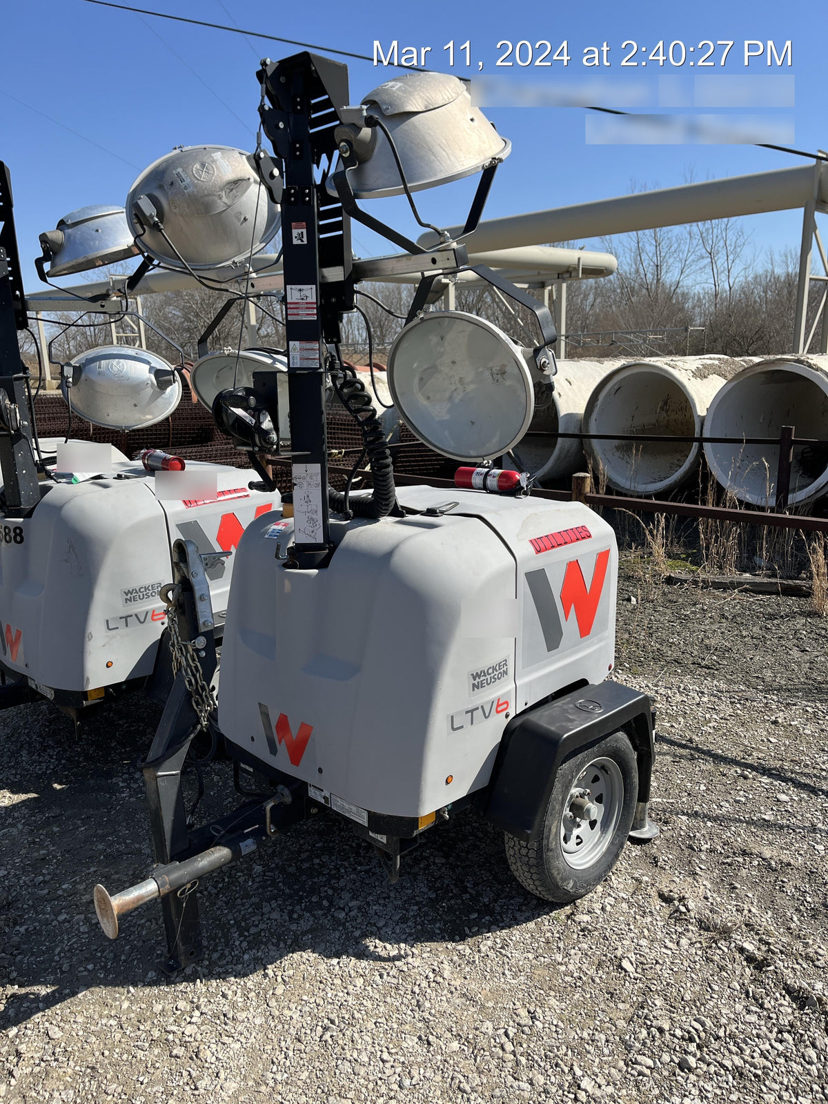 2018 Wacker Neuson LTV6L-MH Wacker Neuson LTV6L Mobile Light Tower w/Fuel Level Sensor Installed