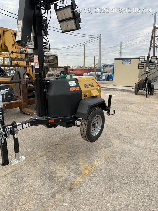 2022 Allmand NLV3GR (4) LED Light Fixture 350W, 23' Vertical Mast, 3kW Prime, Towable, Deep Sea L401, Leveling Jacks, Yanmar T4F 5.8hp