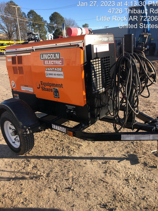 2021 Lincoln Electric Vantage 322 Vantage 322 Ready Pak 3 w/ Decals, ORANGE (includes trailer, cable rack, fender light kit) NO Telematics