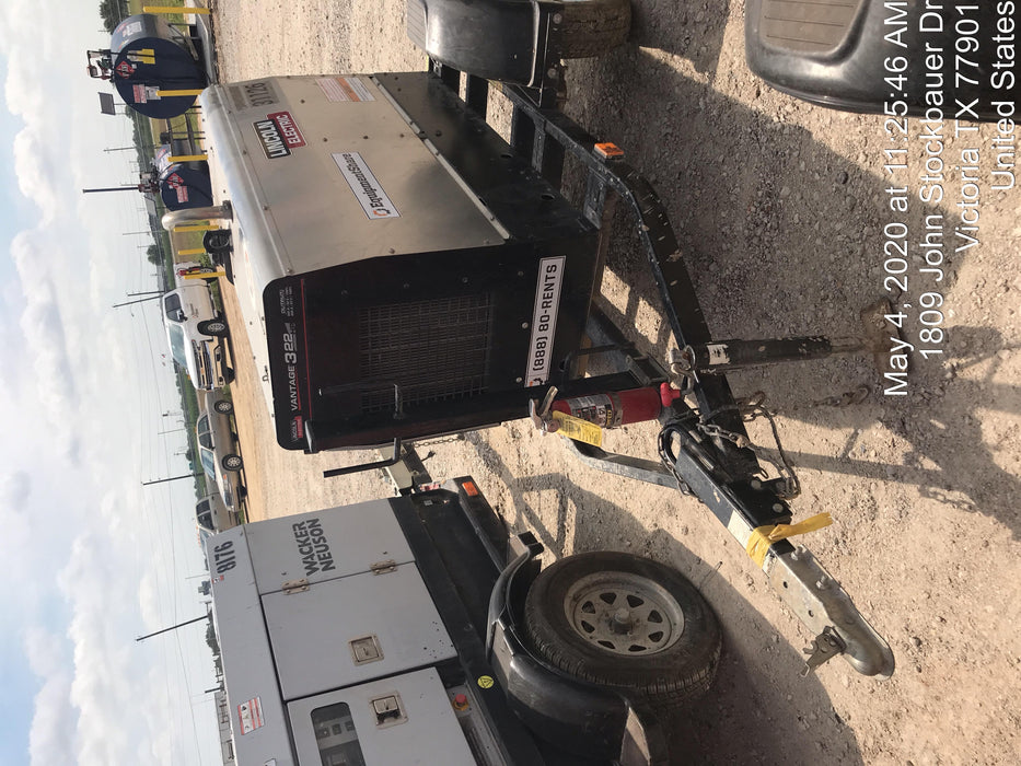 2019 Lincoln Electric Vantage 322 Welder Ready-Pak 3, Two wheel trailer, Fender and Light kit, Cable Rack