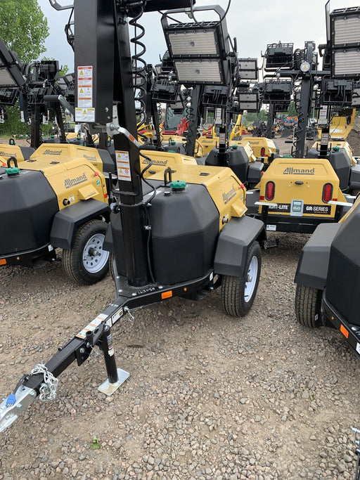 2021 Allmand NLV3GR (4) LED Light Fixture 350W, 23' Vertical Mast, 3kW Prime, Towable, Deep Sea L401, Leveling Jacks, Yanmar T4F 5.8hp