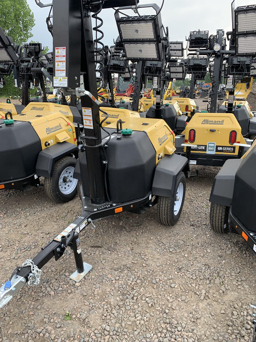 2021 Allmand NLV3GR (4) LED Light Fixture 350W, 23' Vertical Mast, 3kW Prime, Towable, Deep Sea L401, Leveling Jacks, Yanmar T4F 5.8hp