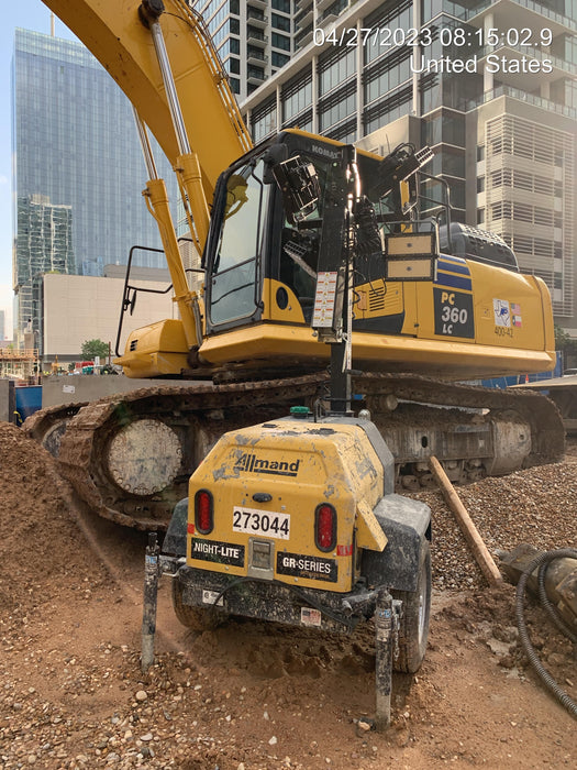 2022 Allmand NLV3GR (4) LED Light Fixture 350W, 23' Vertical Mast, 3kW Prime, Towable, ES Decals, T3