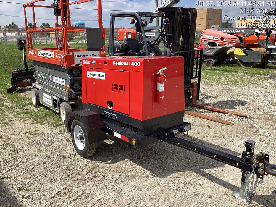 2023 Shindaiwa DGW400MDL Kubota D902 Engine, 23 HP, Dual Op Welder, Wire, Arc, Droop Stick, Tig, and CC Stick Functionality, Simulphase, 3 Phase and 1 Phase Gen Output, Single Axle NB Trlr, Slr Trckl Chrg 12V 12W, Fire Ext