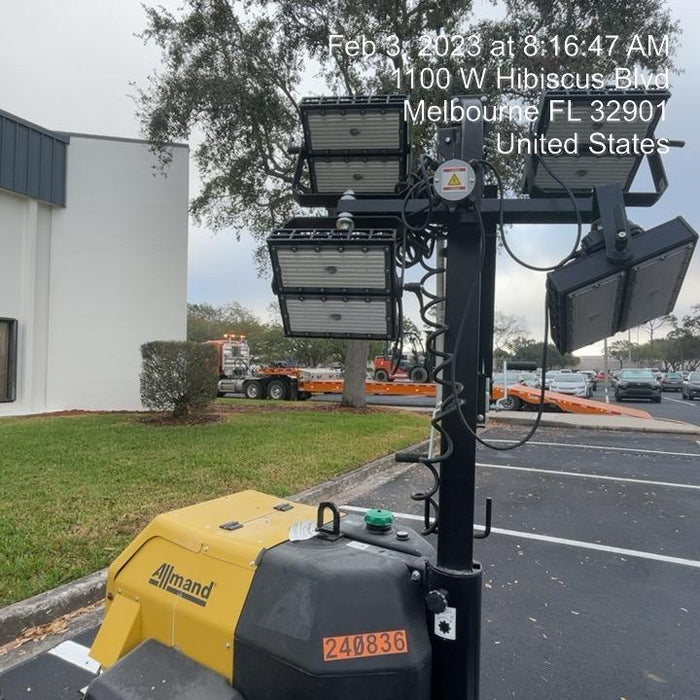 2022 Allmand NLV3GR (4) LED Light Fixture 350W, 23' Vertical Mast, 3kW Prime, Towable, Deep Sea L401, Leveling Jacks, Yanmar T4F 5.8hp