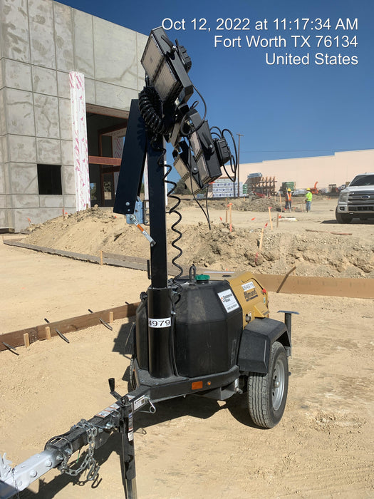 2022 Allmand NLV3GR (4) LED Light Fixture 350W, 23' Vertical Mast, 3kW Prime, Towable, ES Decals, T3