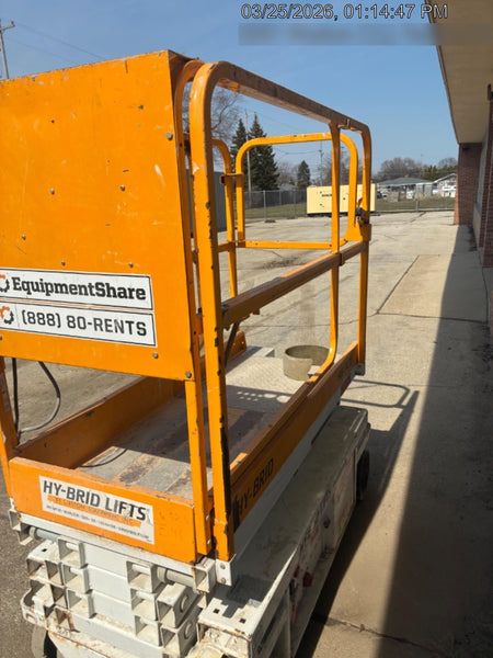 Custom Equipment HB-1430 Hy-Brid Scissor Lift
Platform capacity up to 670 lbs
Working height up to 20 ft
Weighs under 1,700 lbs
Non-marking wheels