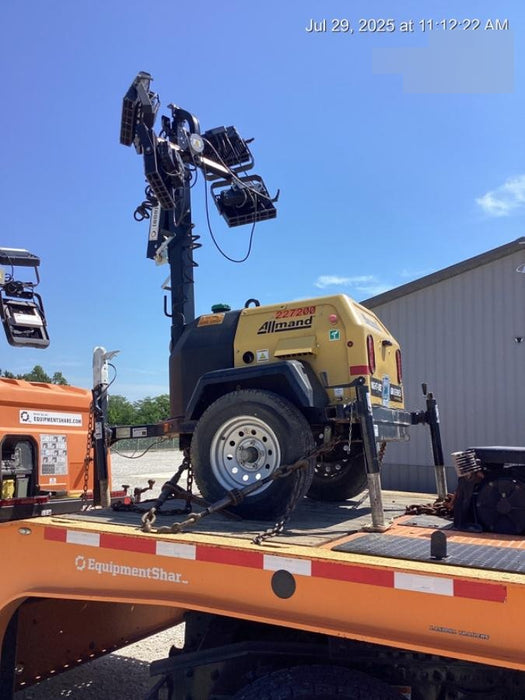 2022 Allmand NLV3GR (4) LED Light Fixture 350W, 23' Vertical Mast, 3kW Prime, Towable, Deep Sea L401, Leveling Jacks, Yanmar T4F 5.8hp