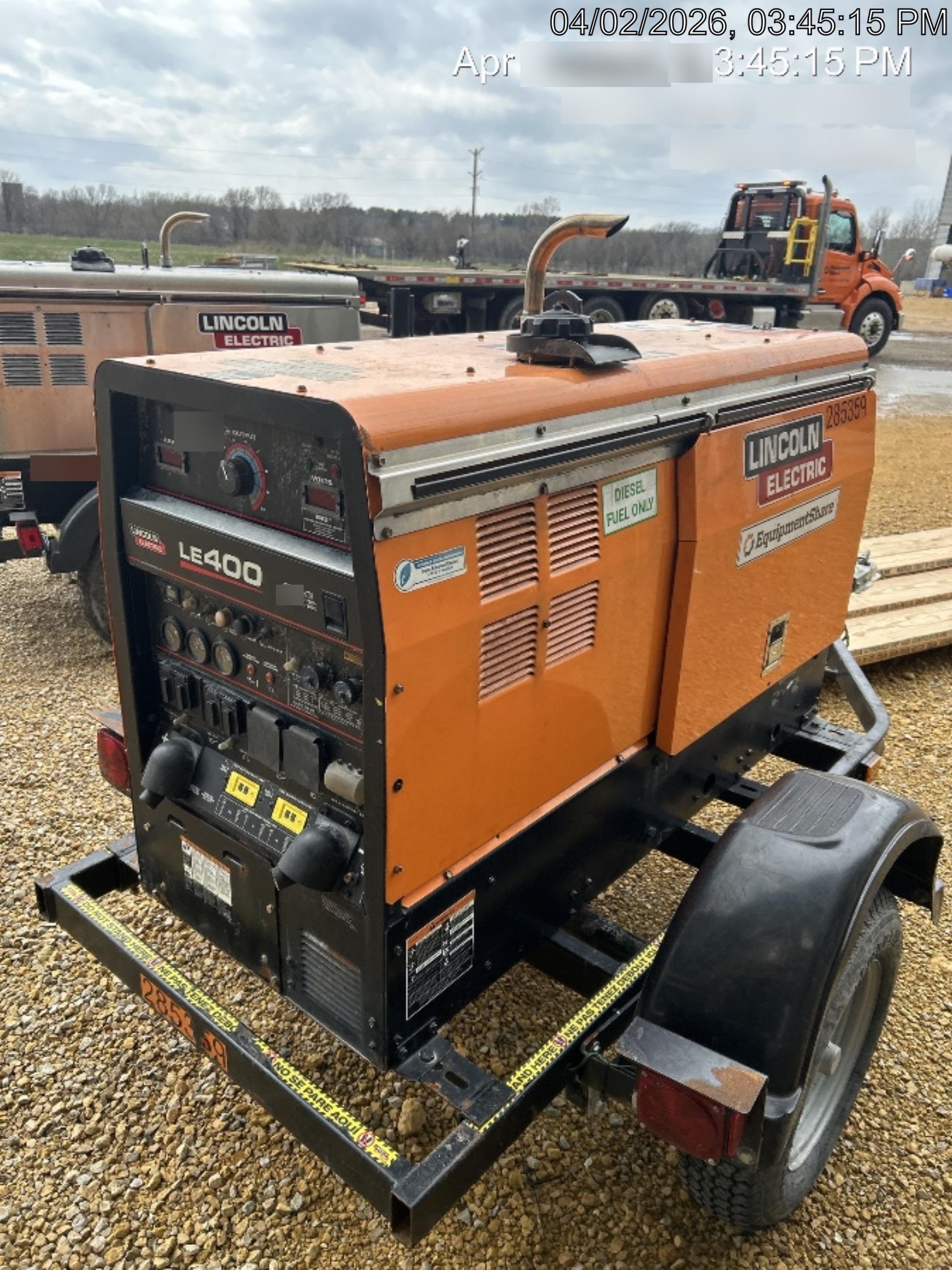 2022 Lincoln Electric LE400 Kubota V1505, Trlr, Cable Rack, Light Kit, ES Decals, T3