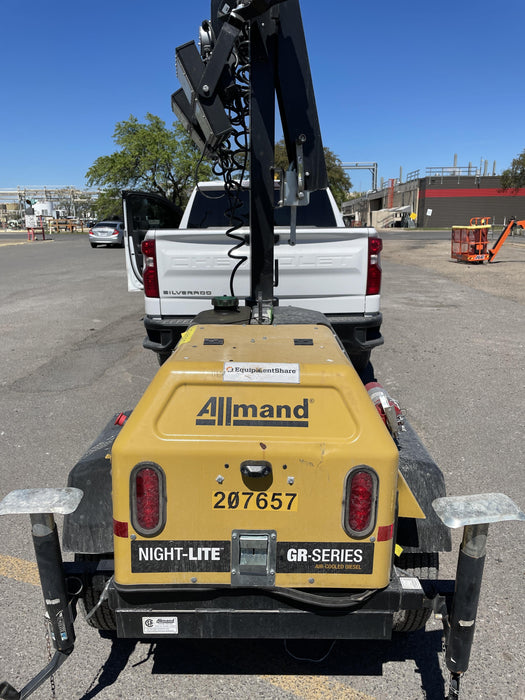 2022 Allmand NLV3GR (4) LED Light Fixture 350W, 23' Vertical Mast, 3kW Prime, Towable, Deep Sea L401, Leveling Jacks, Yanmar T4F 5.8hp