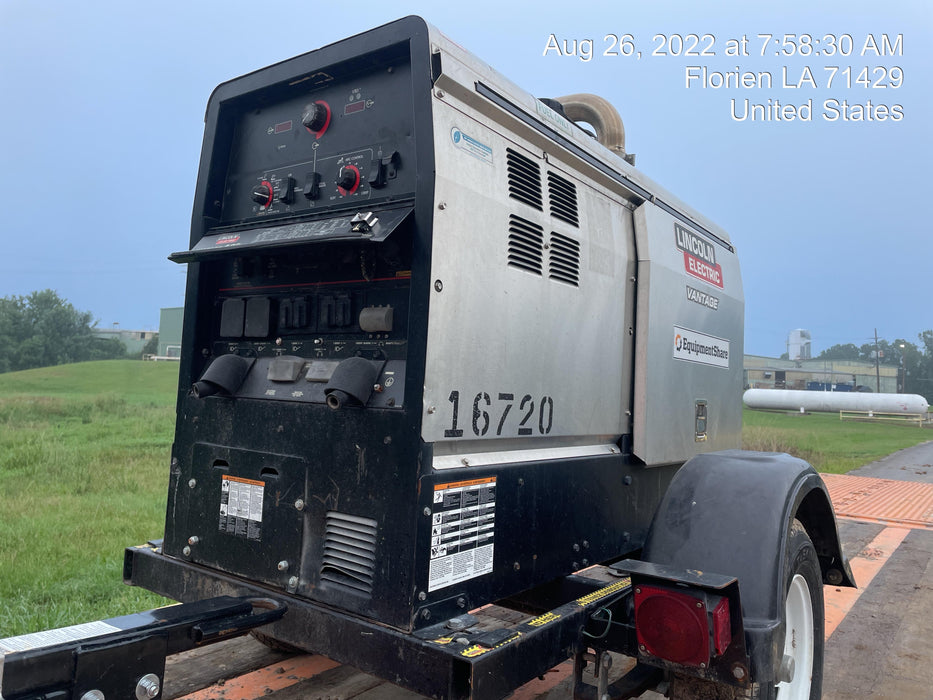 2018 Lincoln Electric Vantage 435 Lincoln Vantage 435 Welder Ready-Pak 3 w/Trailer, Fender/Light Kit, and Cable Rack