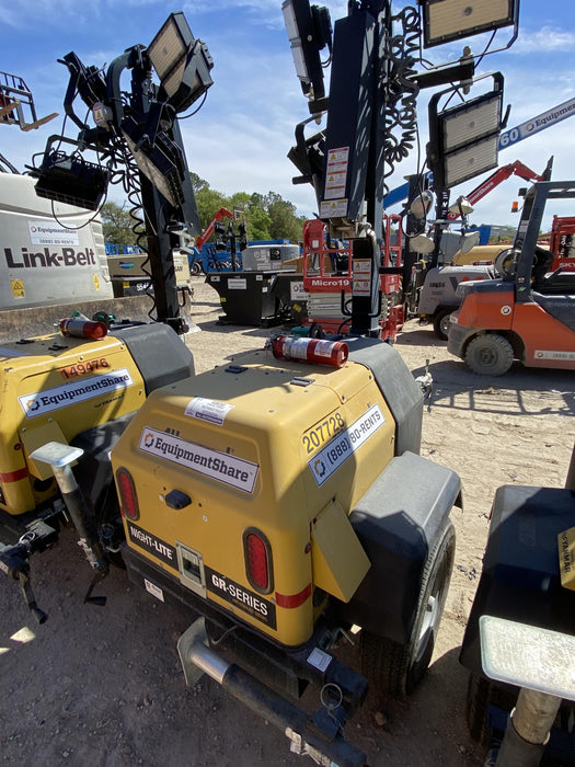 2022 Allmand NLV3GR (4) LED Light Fixture 350W, 23' Vertical Mast, 3kW Prime, Towable, Deep Sea L401, Leveling Jacks, Yanmar T4F 5.8hp