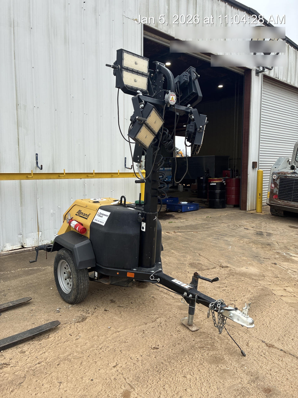 2022 Allmand NLV3GR (4) LED Light Fixture 350W, 23' Vertical Mast, 3kW Prime, Towable, Deep Sea L401, Leveling Jacks, Yanmar T4F 5.8hp