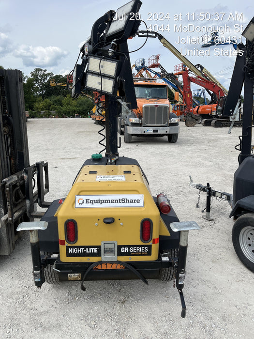 2022 Allmand NLV3GR (4) LED Light Fixture 350W, 23' Vertical Mast, 3kW Prime, Towable, Deep Sea L401, Leveling Jacks, Yanmar T4F 5.8hp