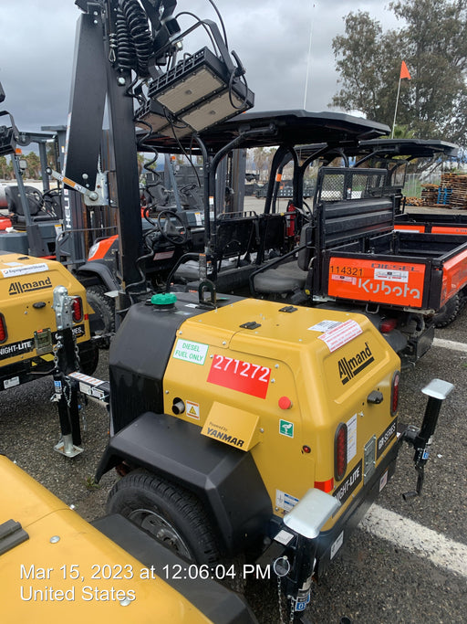 2022 Allmand NLV3GR (4) LED Light Fixture 350W, 23' Vertical Mast, 3kW Prime, Towable, ES Decals, T3