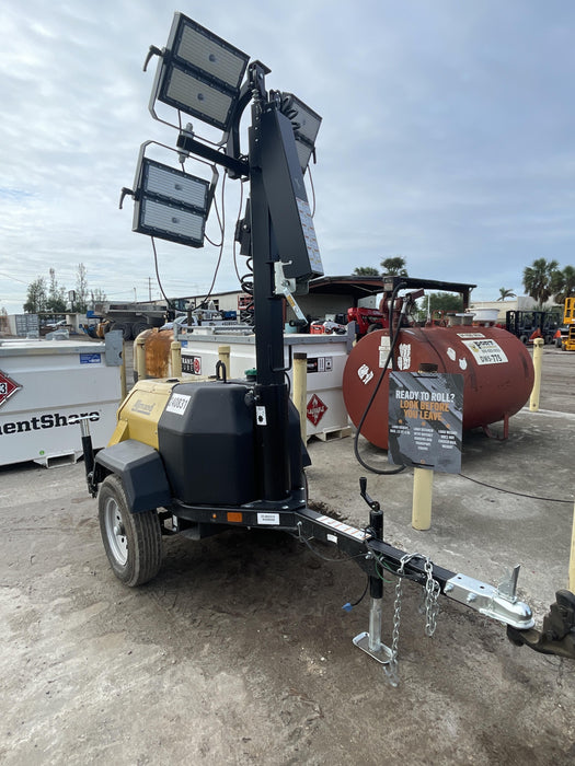 2022 Allmand NLV3GR (4) LED Light Fixture 350W, 23' Vertical Mast, 3kW Prime, Towable, Deep Sea L401, Leveling Jacks, Yanmar T4F 5.8hp