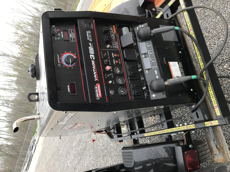 2019 Lincoln Electric Vantage 322 Welder Ready-Pak 3, Two wheel trailer, Fender and Light kit, Cable Rack