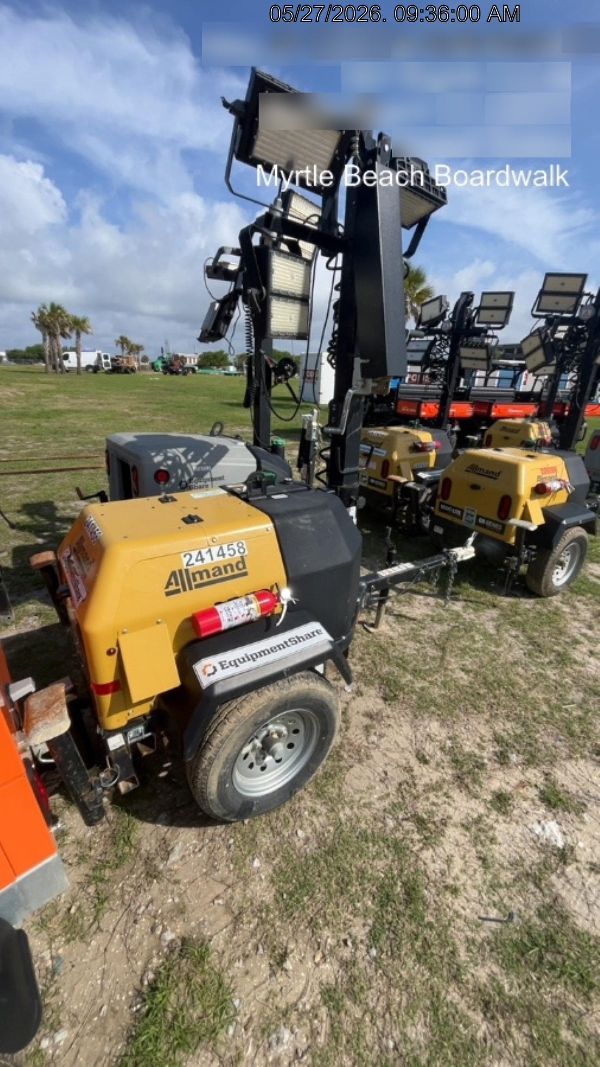 2022 Allmand NLV3GR (4) LED Light Fixture 350W, 23' Vertical Mast, 3kW Prime, Towable, Deep Sea L401, Leveling Jacks, Yanmar T4F 5.8hp