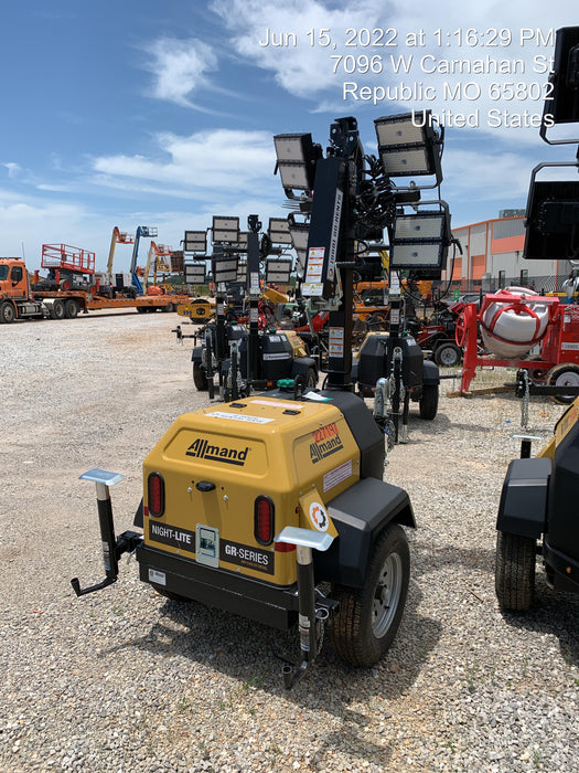 2022 Allmand NLV3GR (4) LED Light Fixture 350W, 23' Vertical Mast, 3kW Prime, Towable, Deep Sea L401, Leveling Jacks, Yanmar T4F 5.8hp