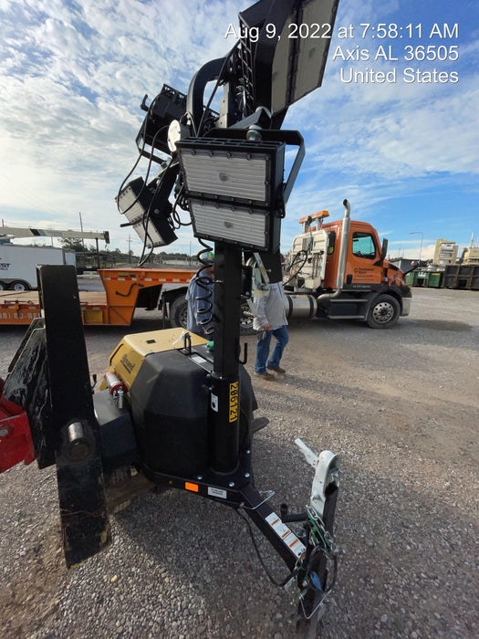 2022 Allmand NLV3GR (4) LED Light Fixture 350W, 23' Vertical Mast, 3kW Prime, Towable, Deep Sea L401, Leveling Jacks, Yanmar T4F 5.8hp