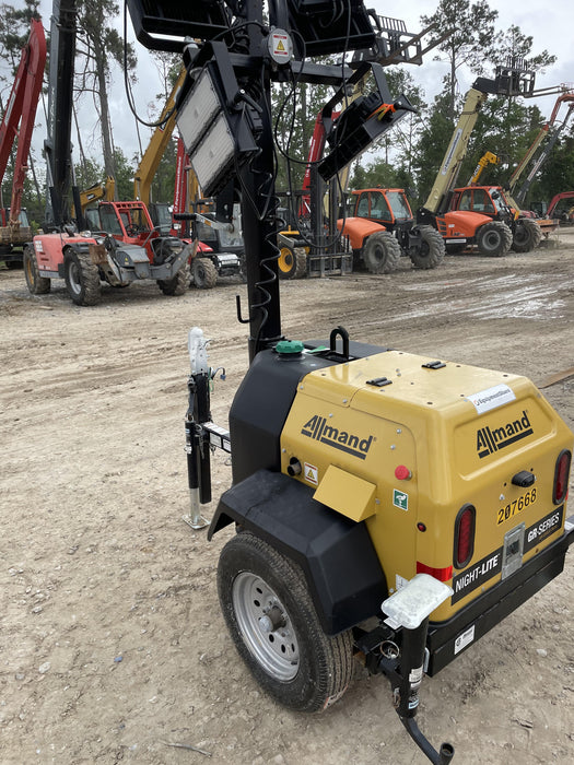 2022 Allmand NLV3GR (4) LED Light Fixture 350W, 23' Vertical Mast, 3kW Prime, Towable, Deep Sea L401, Leveling Jacks, Yanmar T4F 5.8hp