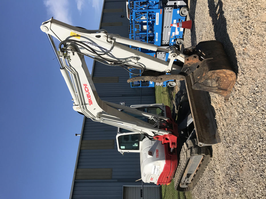 2019 Takeuchi TB290 Cab/Heat/AC Rubber tracks, Dozer blade, Travel alarm, Auxiliary hydraulics w/Manual QC, Hydraulic thumb, 18", 24", and 36" Buckets