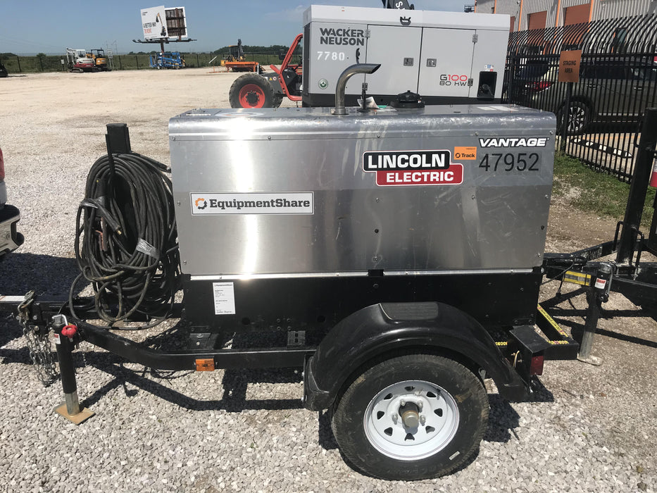 2019 Lincoln Electric Vantage 322 Ready-Pak 3, Two Wheel Trailer, Fender and Light Kit, Cable Rack
