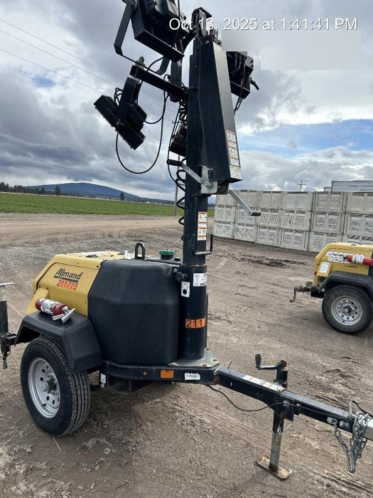 2022 Allmand NLV3GR (4) LED Light Fixture 350W, 23' Vertical Mast, 3kW Prime, Towable, Deep Sea L401, Leveling Jacks, Yanmar T4F 5.8hp