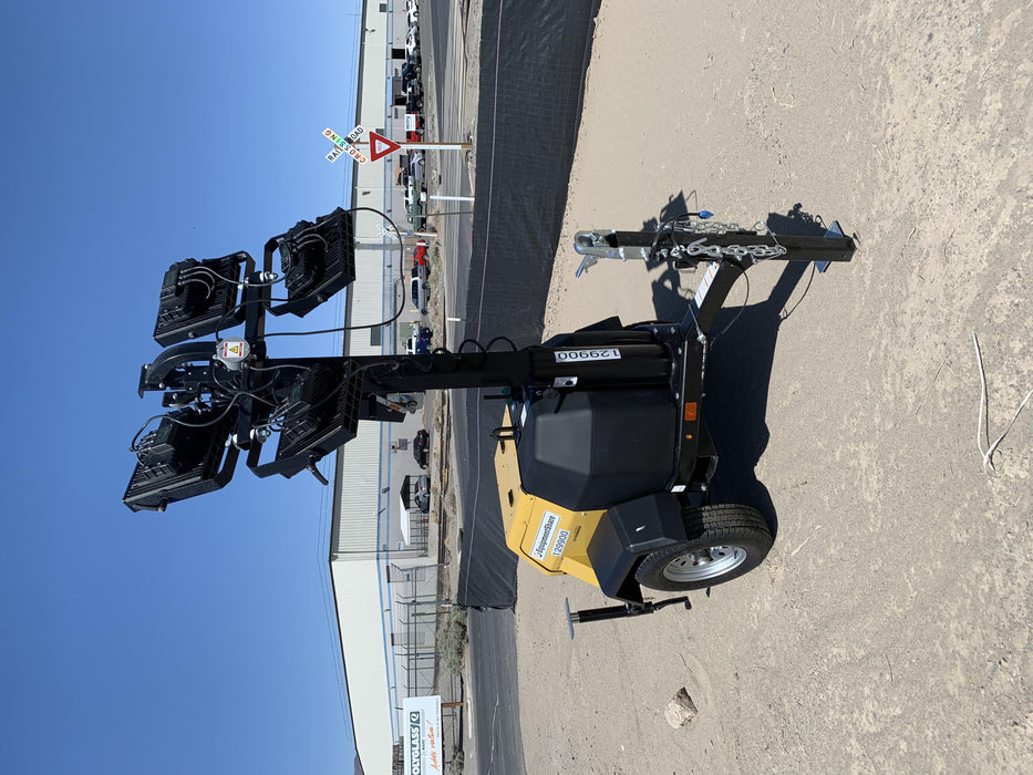 2021 Allmand NLV3GR (4) LED Light Fixture 350W, 23' Vertical Mast, 3kW Prime, Towable, Deep Sea L401, Leveling Jacks, Yanmar T4F 5.8hp