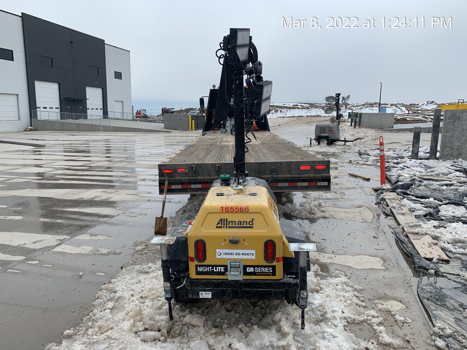 2021 Allmand NLV3GR (4) LED Light Fixture 350W, 23' Vertical Mast, 3kW Prime, Towable, Deep Sea L401, Leveling Jacks, Yanmar T4F 5.8hp