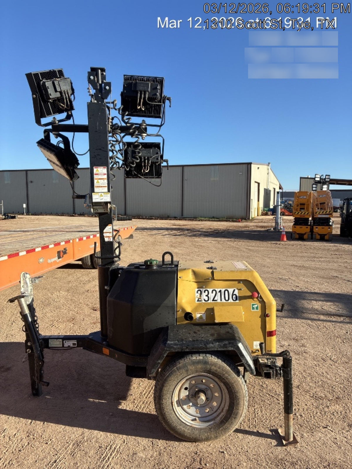 2022 Allmand NLV3GR (4) LED Light Fixture 350W, 23' Vertical Mast, 3kW Prime, Towable, Deep Sea L401, Leveling Jacks, Yanmar T4F 5.8hp