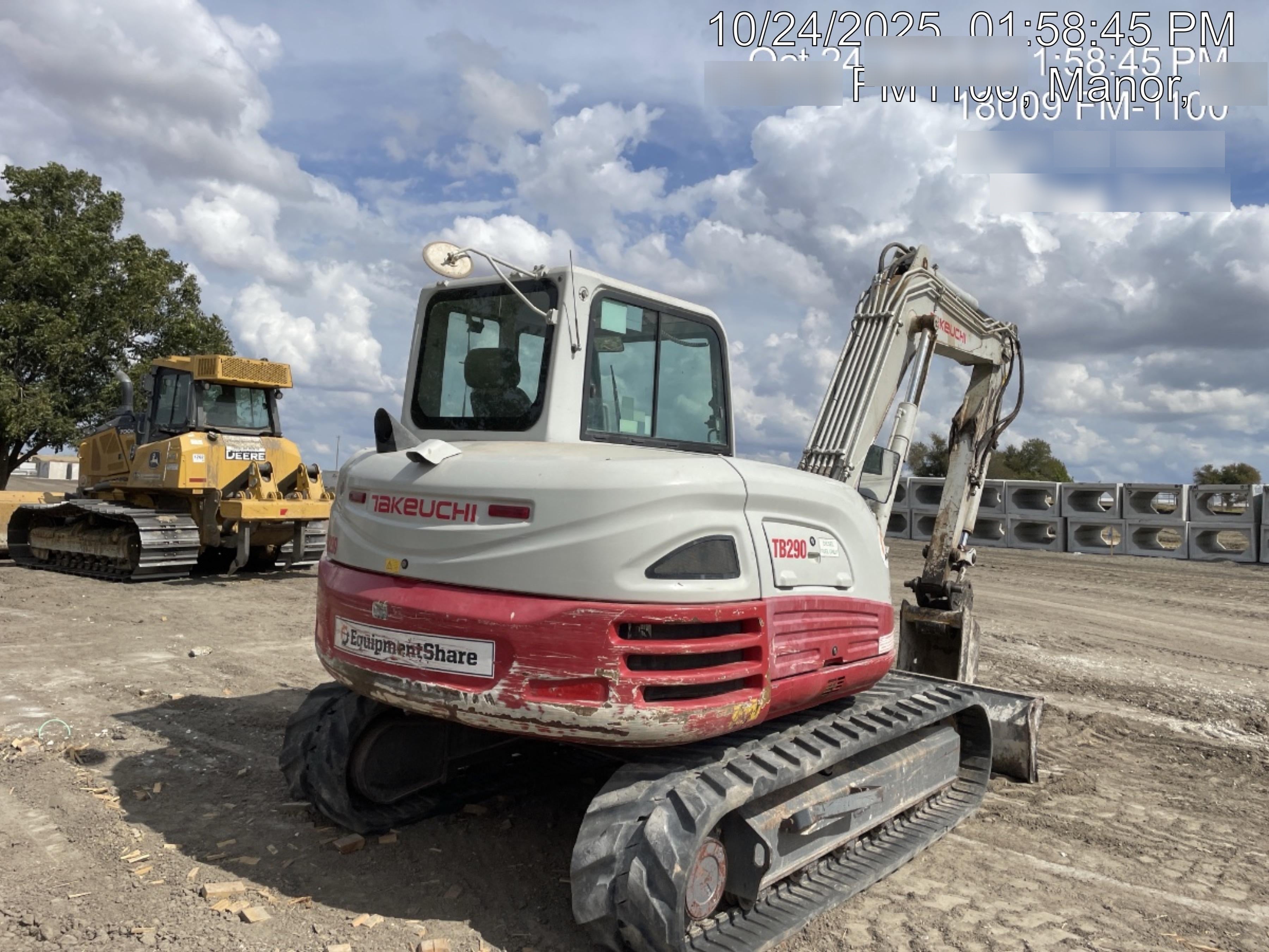 2019 Takeuchi TB290 Cab/Heat/AC Rubber tracks, Dozer blade, Travel alarm, Auxiliary hydraulics Manual QC, Hydraulic thumb, 18", 24", and 36" Buckets