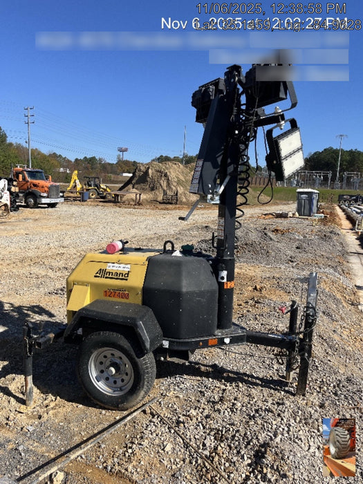 2021 Allmand NLV3GR (4) LED Light Fixture 350W, 23' Vertical Mast, 3kW Prime, Towable, Deep Sea L401, Leveling Jacks, Yanmar T4F 5.8hp