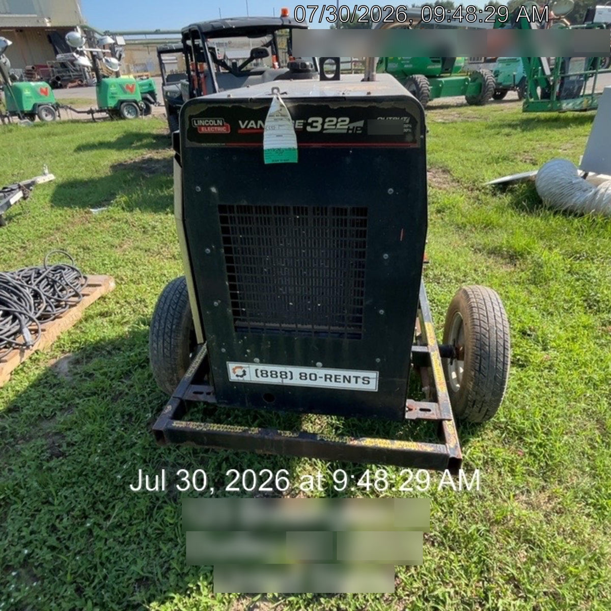 2019 Lincoln Electric Vantage 322 Welder Ready-Pak 3, Two wheel trailer, Fender and Light kit, Cable Rack