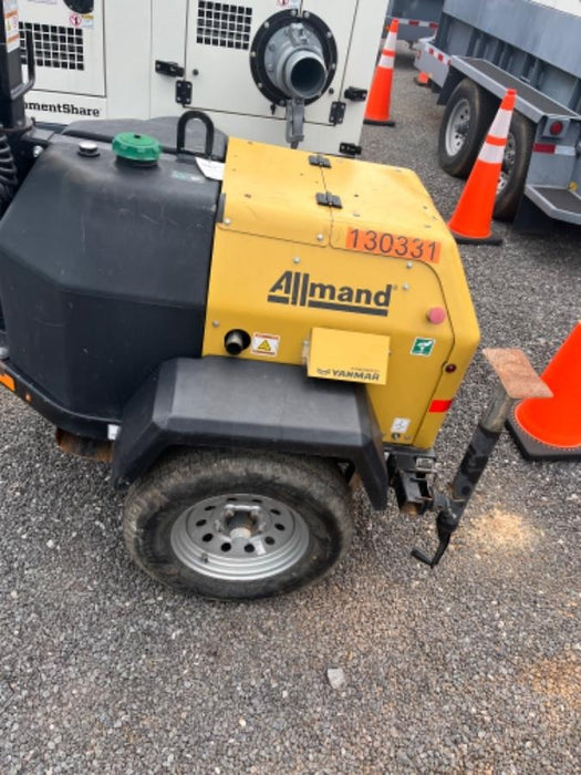 2021 Allmand NLV3GR (4) LED Light Fixture 350W, 23' Vertical Mast, 3kW Prime, Towable, Deep Sea L401, Leveling Jacks, Yanmar T4F 5.8hp