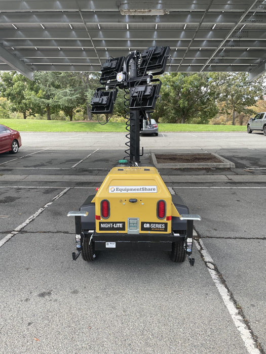 2022 Allmand NLV3GR (4) LED Light Fixture 350W, 23' Vertical Mast, 3kW Prime, Towable, Deep Sea L401, Leveling Jacks, Yanmar T4F 5.8hp