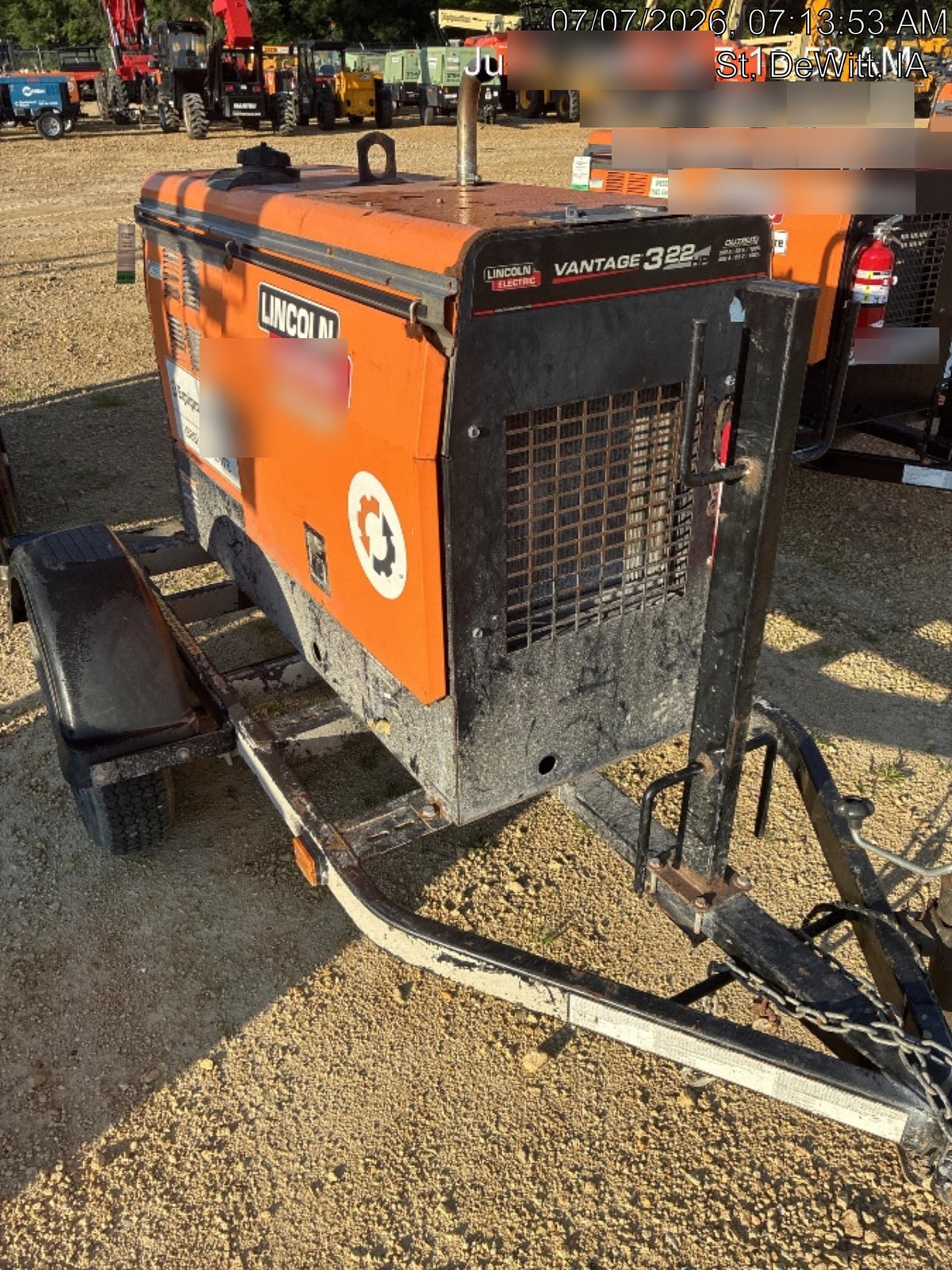 2021 Lincoln Electric Vantage 322 Vantage 322 Ready Pak 3 w/ Decals, ORANGE (includes trailer, cable rack, fender light kit) NO Telematics