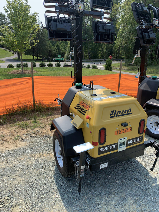 2021 Allmand NLV3GR (4) LED Light Fixture 350W, 23' Vertical Mast, 3kW Prime, Towable, Deep Sea L401, Leveling Jacks, Yanmar T4F 5.8hp