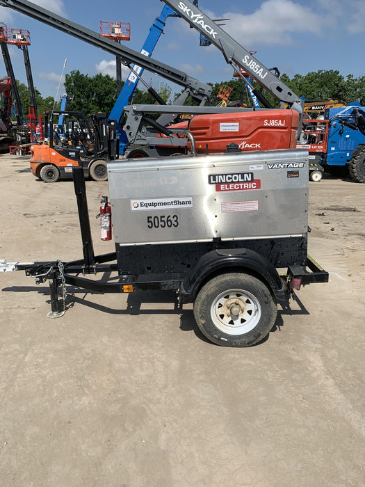 2019 Lincoln Electric Vantage 322 Welder Ready-Pak 3, Two wheel trailer, Fender and Light kit, Cable Rack