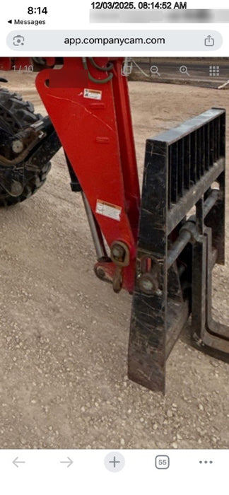 2019 Manitou MTA10055 Canopy, 120 HP, Solid Tires, Work Lights, Lift Hook, Auxiliary Hydraulics 66" Carriage and 60" Forks