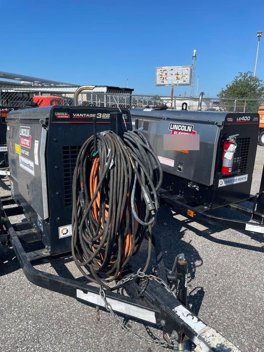 2019 Lincoln Electric Vantage 322 Welder Ready-Pak 3, Two wheel trailer, Fender and Light kit, Cable Rack