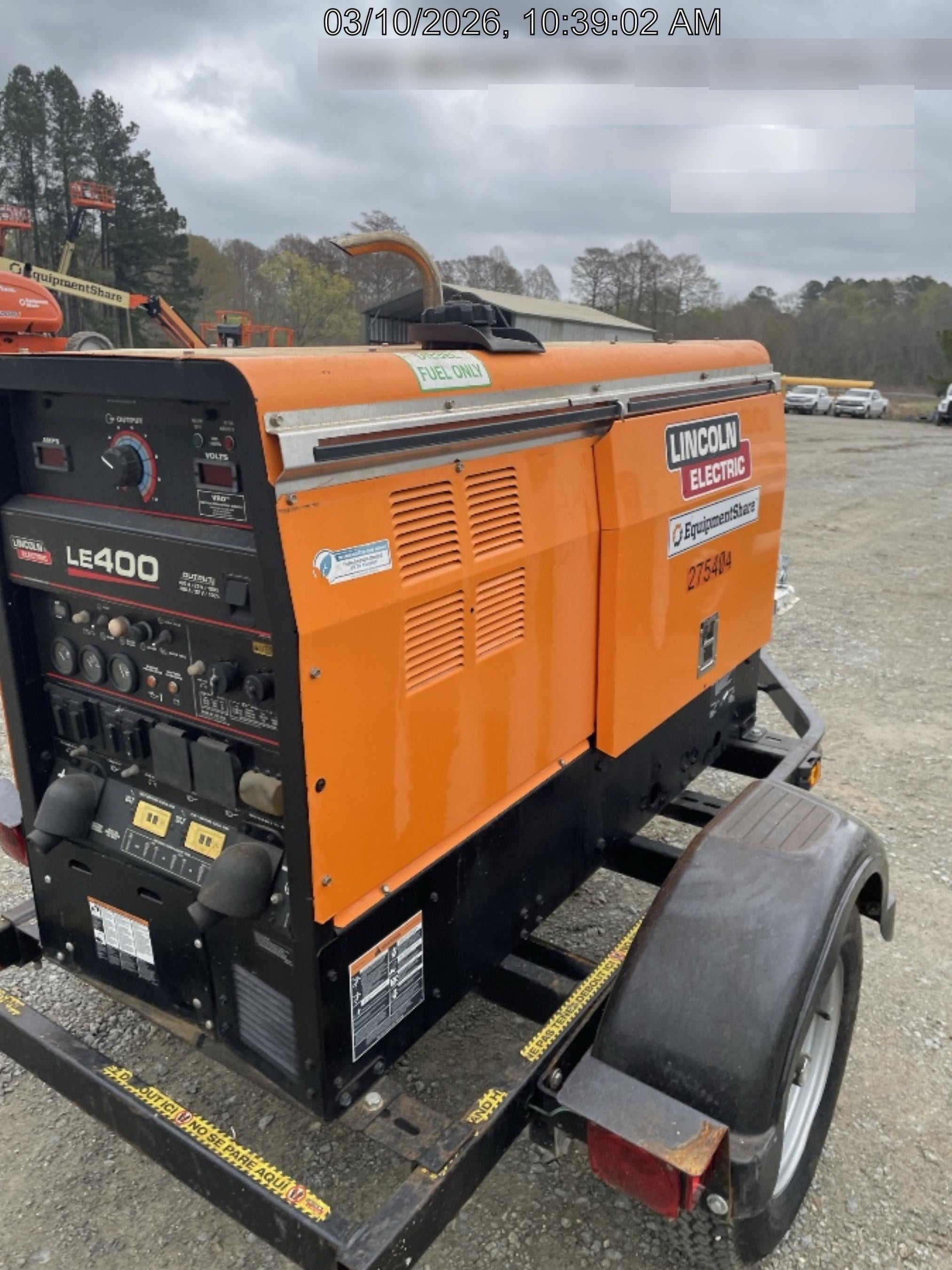2022 Lincoln Electric LE400 Kubota V1505, Trlr, Cable Rack, Light Kit, ES Decals, T3