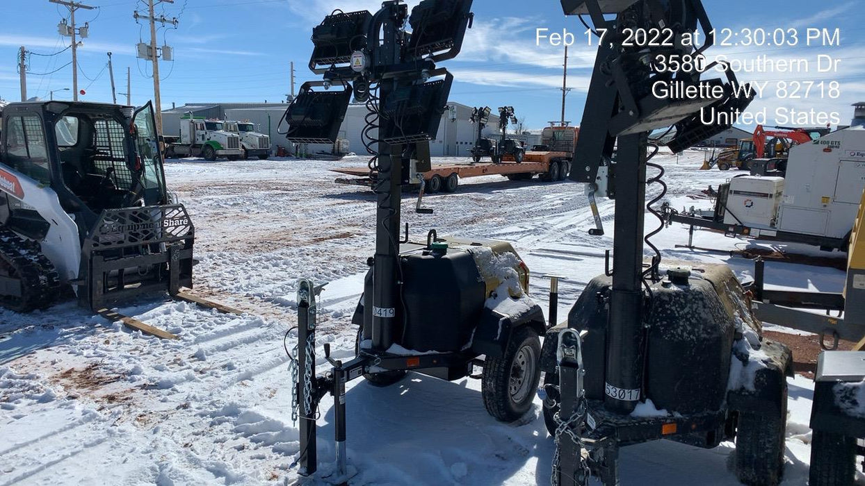 2022 Allmand NLV3GR (4) LED Light Fixture 350W, 23' Vertical Mast, 3kW Prime, Towable, Deep Sea L401, Leveling Jacks, Yanmar T4F 5.8hp