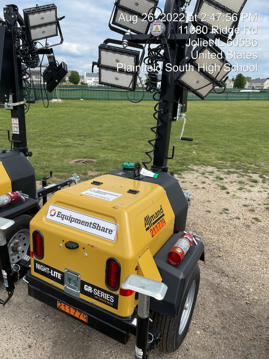 2022 Allmand NLV3GR (4) LED Light Fixture 350W, 23' Vertical Mast, 3kW Prime, Towable, Deep Sea L401, Leveling Jacks, Yanmar T4F 5.8hp