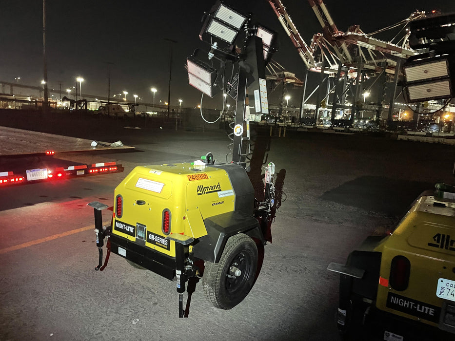 2022 Allmand NLV3GR (4) LED Light Fixture 350W, 23' Vertical Mast, 3kW Prime, Towable, ES Decals, T3