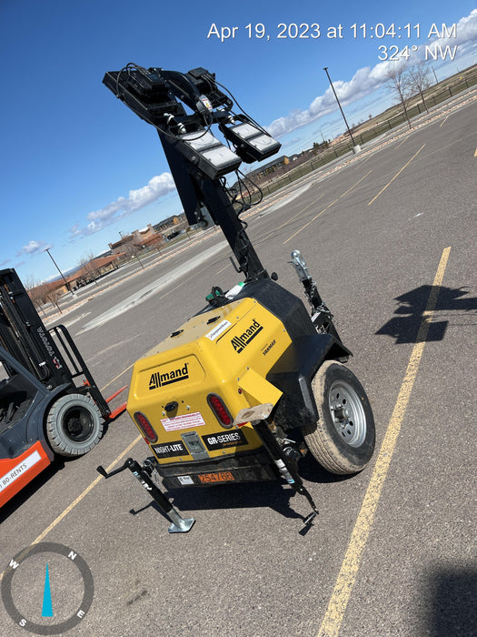 2022 Allmand NLV3GR (4) LED Light Fixture 350W, 23' Vertical Mast, 3kW Prime, Towable, ES Decals, T3