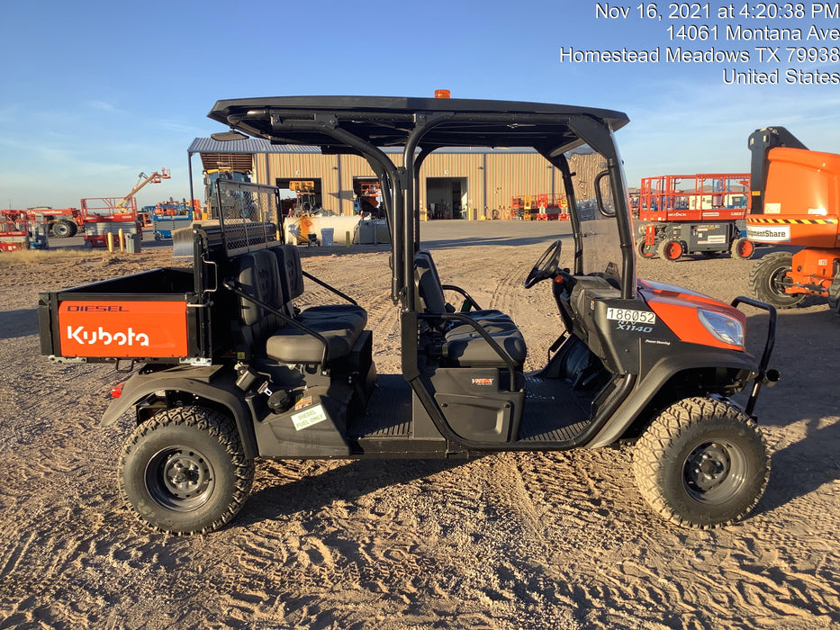2021 Kubota RTV-X1140W-H Plastic Canopy, Windshield Acrylic Clear, LED Strobe Light, Wire Harness Kit, Back up Alarm